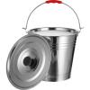 Homoyoyo Sturdy Stainless Steel Bucket with Lid, Round Ice Container for Milk and Water, with Sturdy Handle, for Farm and Household Use view 1