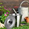 Homoyoyo Sturdy Stainless Steel Bucket with Lid, Round Ice Container for Milk and Water, with Sturdy Handle, for Farm and Household Use view 4