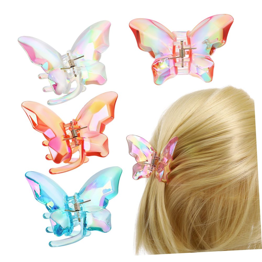 OFFIGAM 4-Piece Colorful Butterfly Hair Clips, Non-Slip Hair Claws for Women