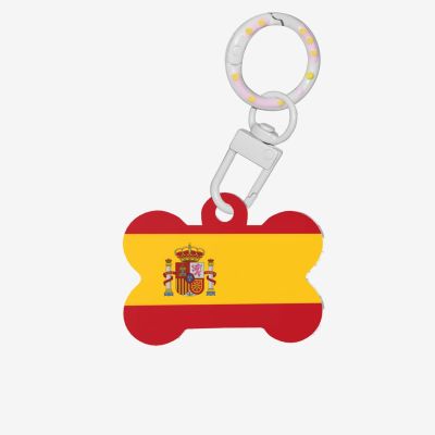 Spanish Flag Personalized Pet ID Tags, Bone-Shaped Acrylic, White, Size M