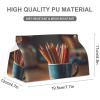 Blue Rectangular Leather Tissue Box Cover with Stud view 3