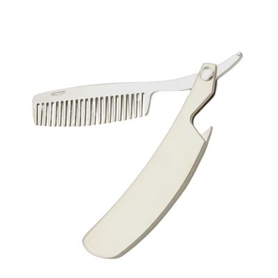 Foldable Beard Comb for Men, Zinc Alloy, Silver