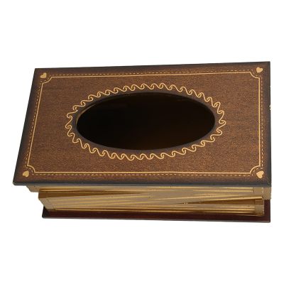 ACOGEDO Retro Wooden Book-Shaped Tissue Box Holder