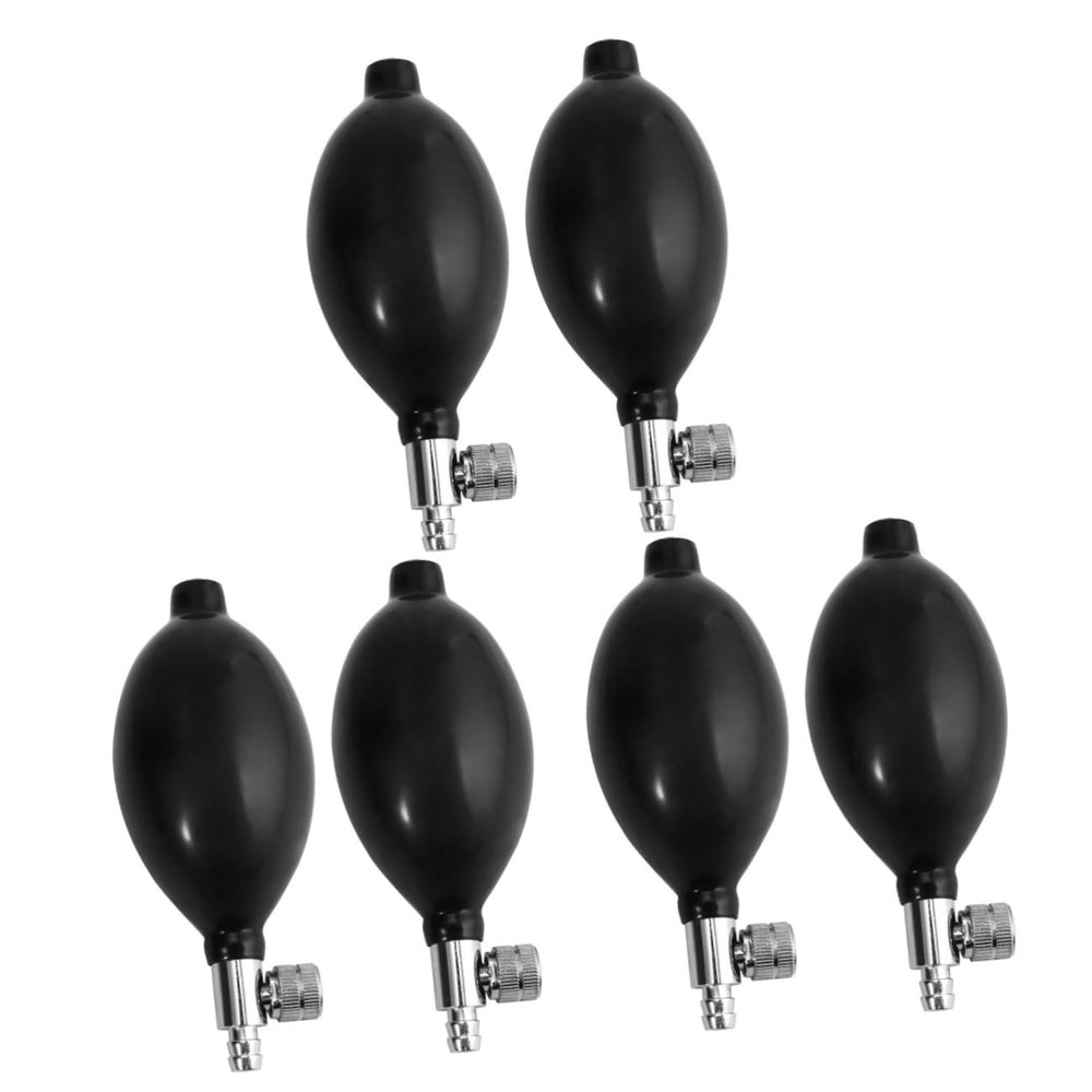 DECOMELODY 3 Sets Latex Inflation Bulbs for Blood Pressure Monitors with Air Release Valves, Replacement, Black, 2 Pieces x 3