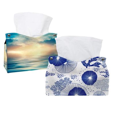 lcndlsoe Tissue Box Holders, Blue Coral and Algae, Rectangular, Microfiber Leather, 2-Pack