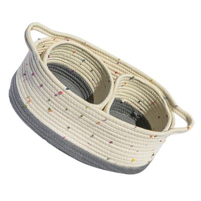 JECOMPRIS 3-Piece Cotton Rope Storage Basket Set for Small Items, Decorative Baskets for Living Room, Kids' Room, and Office