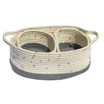 VALICLUD 3-Piece Braided Cotton Storage Basket Set