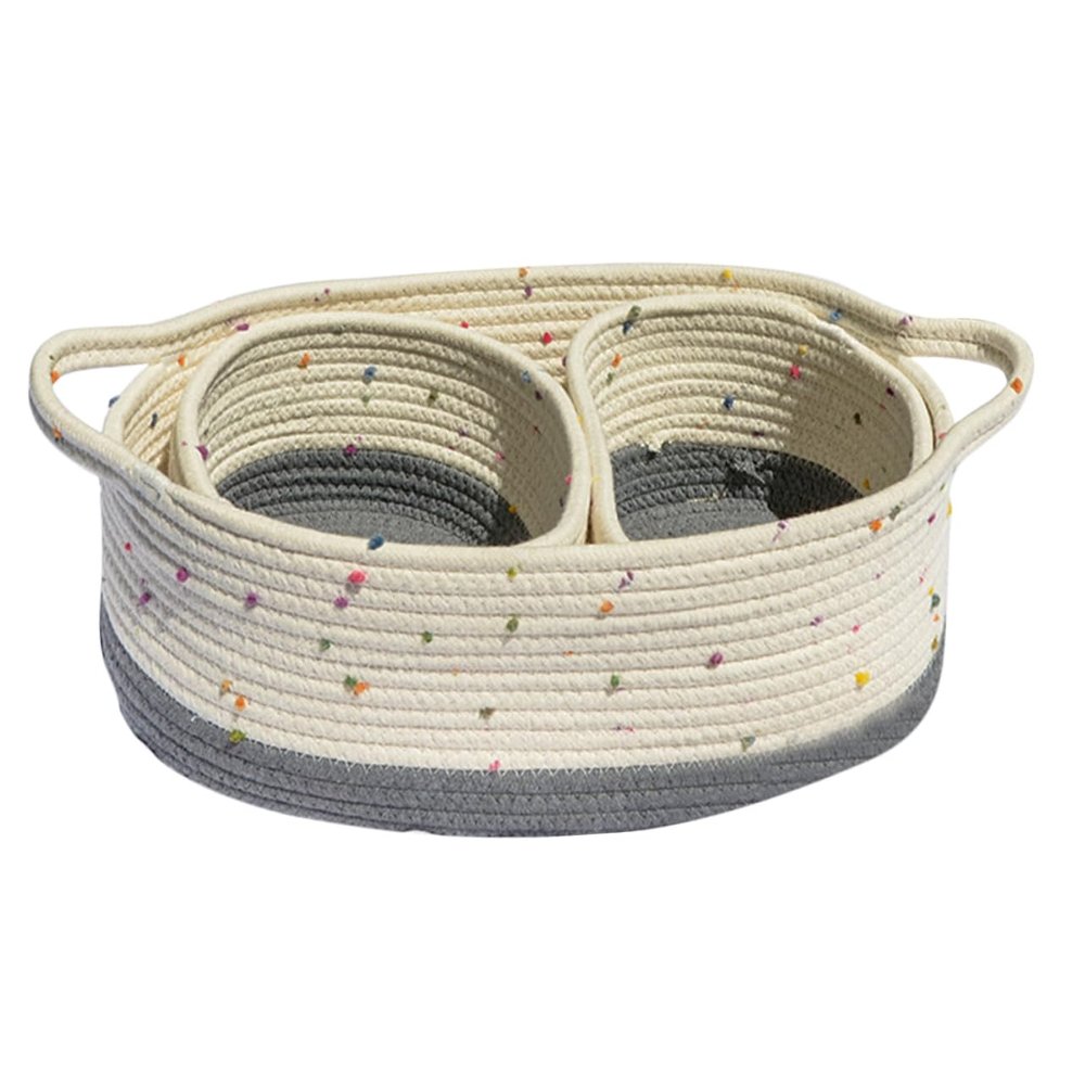 VALICLUD 3-Piece Braided Cotton Storage Basket Set