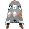 Haircut Cape with Cute Cartoon Animals, Professional Barber Cape, Long Hairdressing Cape, 160 x 140 cm, Gray view 2