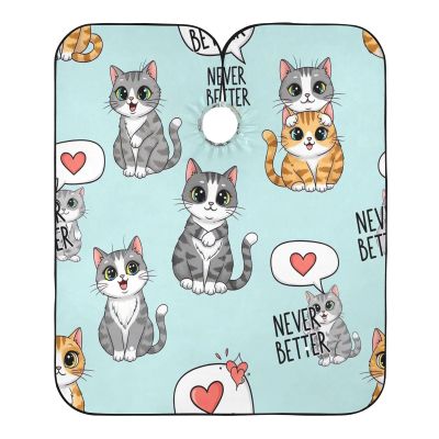 Haircut Cape with Cute Cats, Shampoo Cape, 160 x 140 cm, Salon Cape for Customers