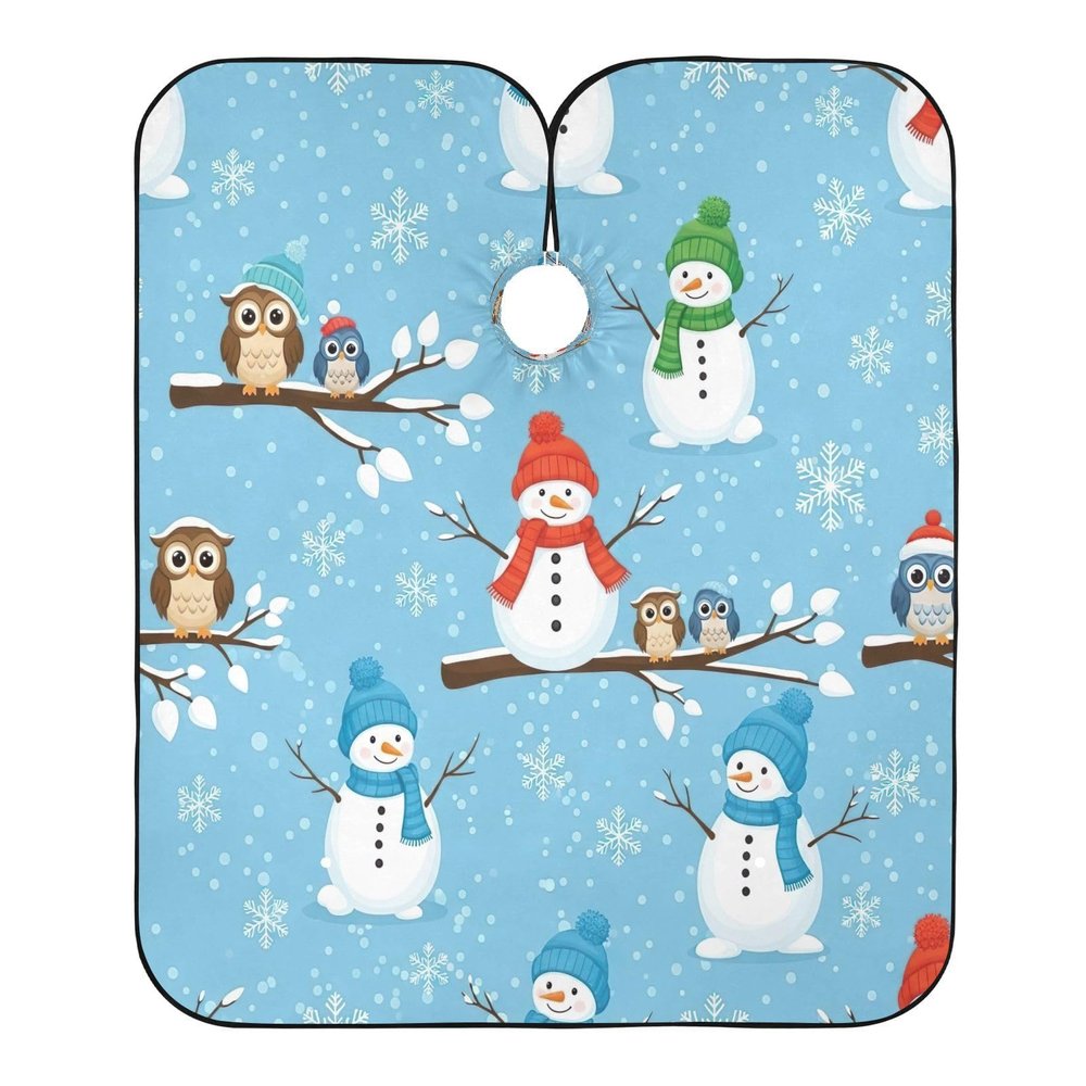 RPLIFE Professional Haircut Cape with Snowmen, Hats and Scarves, 165 x 140 cm, Shampoo Salon Cape