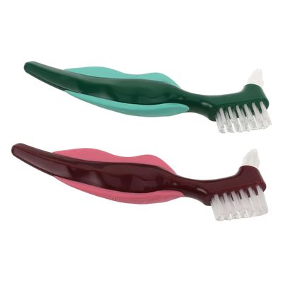 Healeved 2-Pack Double-Sided Denture Brushes with Hard Nylon Bristles