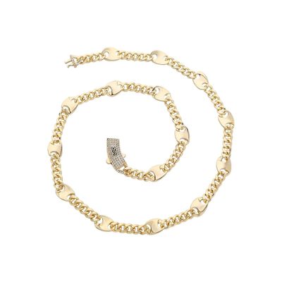 QTYQWC New 2026 14K Gold-Plated Monaco Chain, Schwenkes Pave Lock Lightweight Cuban 10 mm Bracelet