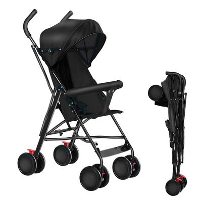 OHMG CITY Folding Baby Stroller, 360° Wheels, Sunshade & Mosquito Net, 5-Point Harness, from 6 Months (D-Noir)