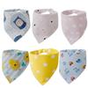 GARIOUANS 6-Piece Double-Layer Creative Waterproof Cotton Triangle Bibs for Boys and Girls, Mixed Designs view 1