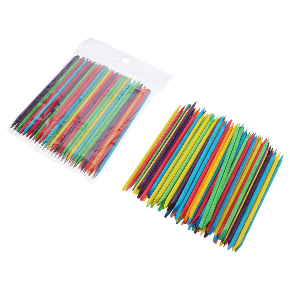 Colored Wooden Nail Sticks, 2-Piece Pack