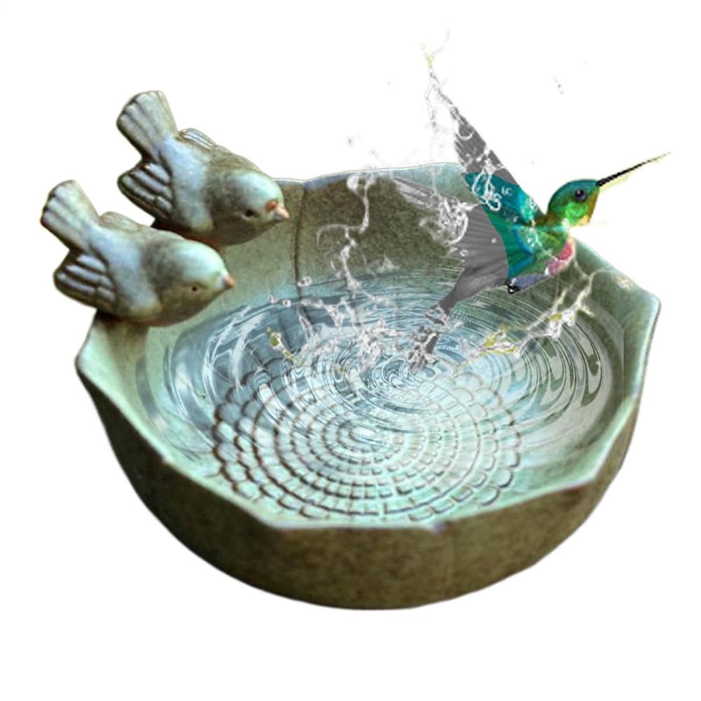 Ceramic Bird Bath Bowl, Multifunctional Artistic Garden Décor