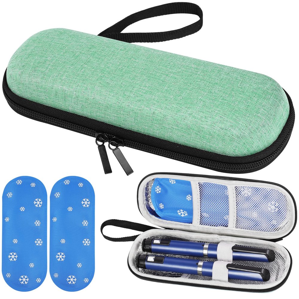 Fefod Insulin Cooler Bag with 2 TSA Ice Packs, Green
