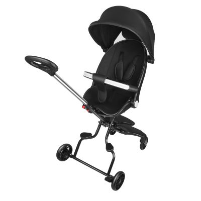 Kinderkraft Lightweight Travel Stroller for Toddlers, Foldable, Reversible Rotating Seat, Compact, 30 x 55 x 86.5 cm, up to 22 kg (B-Black)