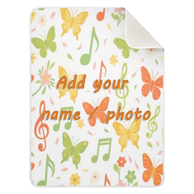 Personalized Summer Butterfly Blanket, Soft, Customizable, for Nursery and Crib, 76.2 x 101.6 cm, Yellow/Green