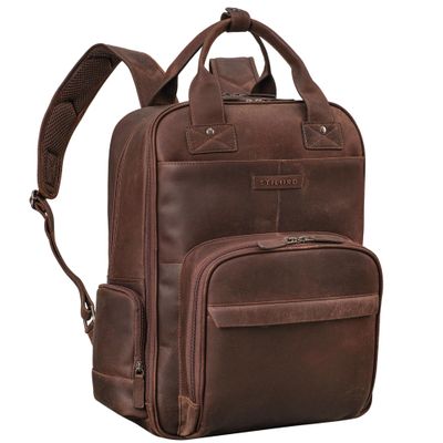 STILORD "Fiena" Women's Large Leather Diaper Backpack, Dark Brown
