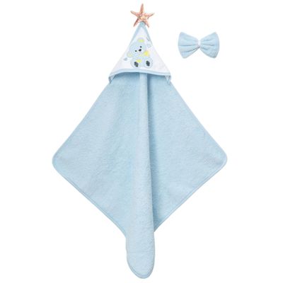 Ankibaby Baby Bath Towel with Bear and Heart Motif, 100% Cotton, Soft and Absorbent
