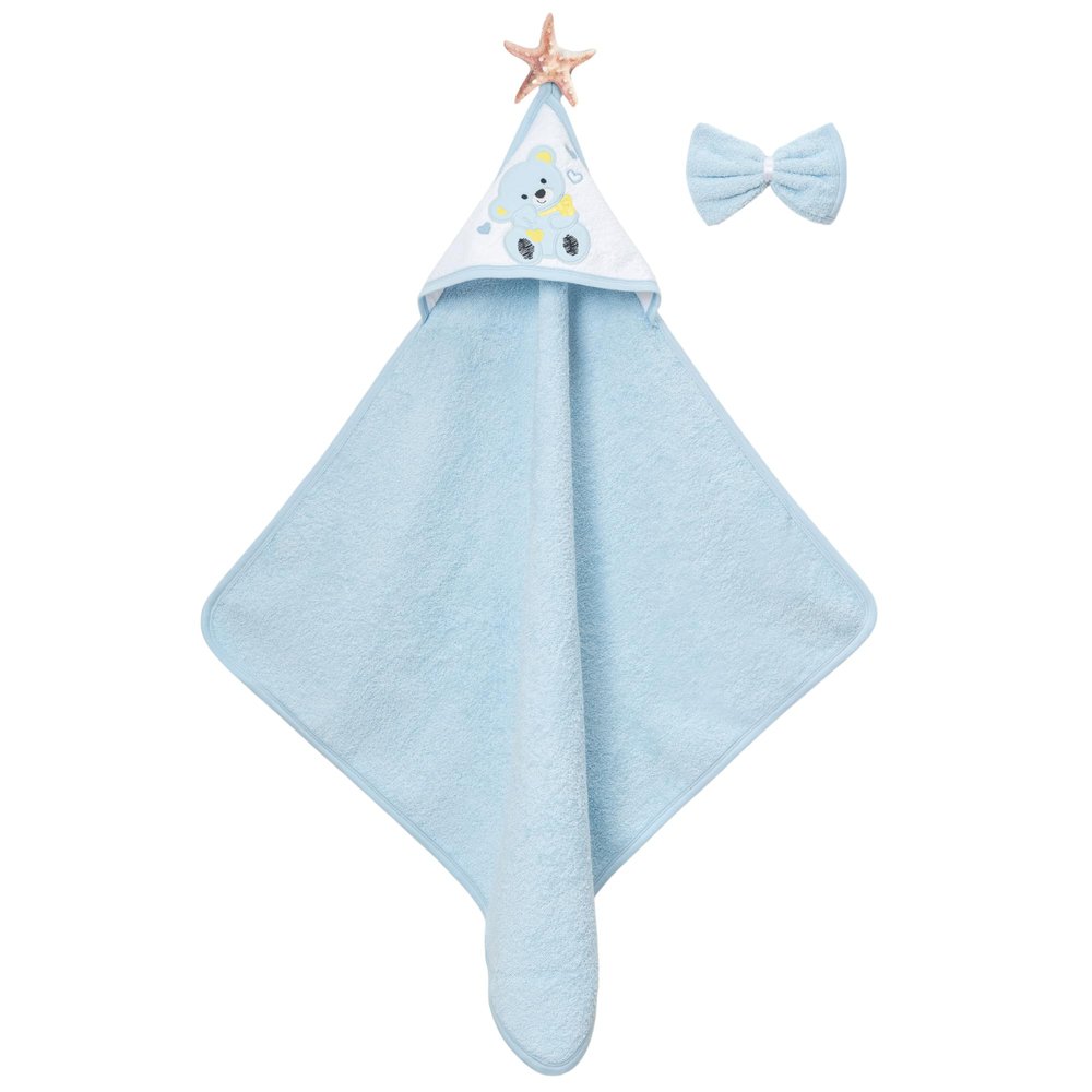 Ankibaby Baby Bath Towel with Bear and Heart Motif, 100% Cotton, Soft and Absorbent