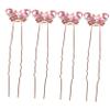 4-Piece U-Shaped Rhinestone Butterfly Hair Pins, Pink view 1