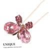 4-Piece U-Shaped Rhinestone Butterfly Hair Pins, Pink view 3