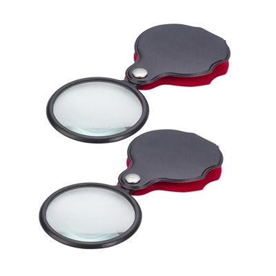 TOPPERFUN 2-Pack Small Folding Magnifying Glasses with Rotating Protective Covers, Compact Pocket Magnifiers for Reading, Hobbies, and Science Classes