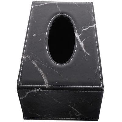VALICLUD European-Style Leather and MDF Tissue Box, Large Capacity, Marble Design