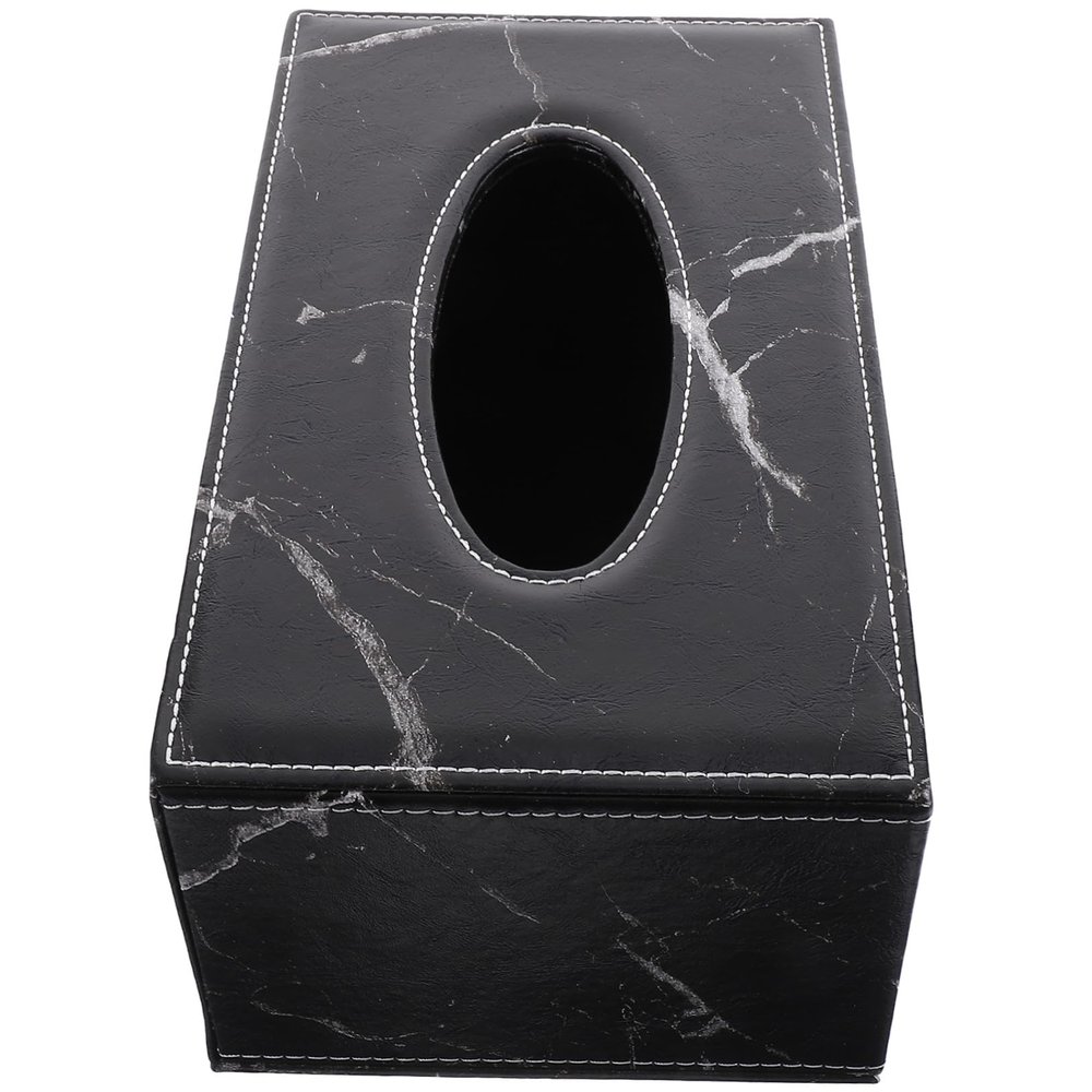 VALICLUD European-Style Leather and MDF Tissue Box, Large Capacity, Marble Design