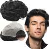 Men’s Toupee, 8 x 10, Wavy, PU Leather Hair System, Black and Gray view 1