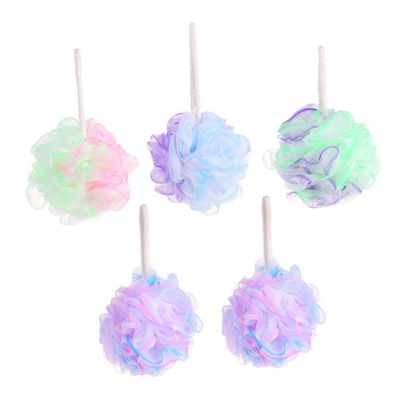 OFFIGAM 5-Piece PE Mesh Bath Sponge Set with Creative Design, Large Shower Sponges for Adults, Bath Accessories for Men and Women, Gentle Body Cleansing, Assorted Colors