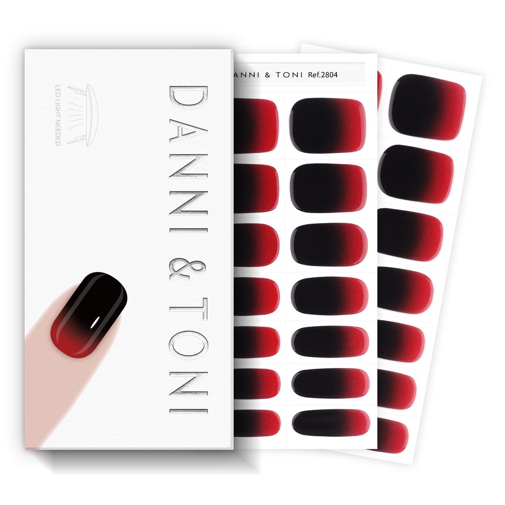 DANNI & TONI Semi-Cured Gel Nail Wraps, Blood Shadow Red-Black Ombre
