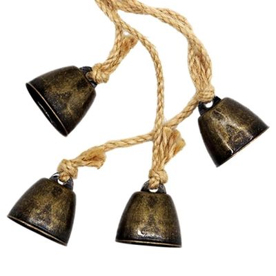 Wouueso Handmade Vintage Brass Bell with Cord, Perfect as Door or Wall Decoration