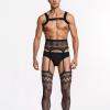 Generic Highly Elastic Lace-Up Fishnet Stockings for Men and Women, Sexy Set (Black, One Size) view 2