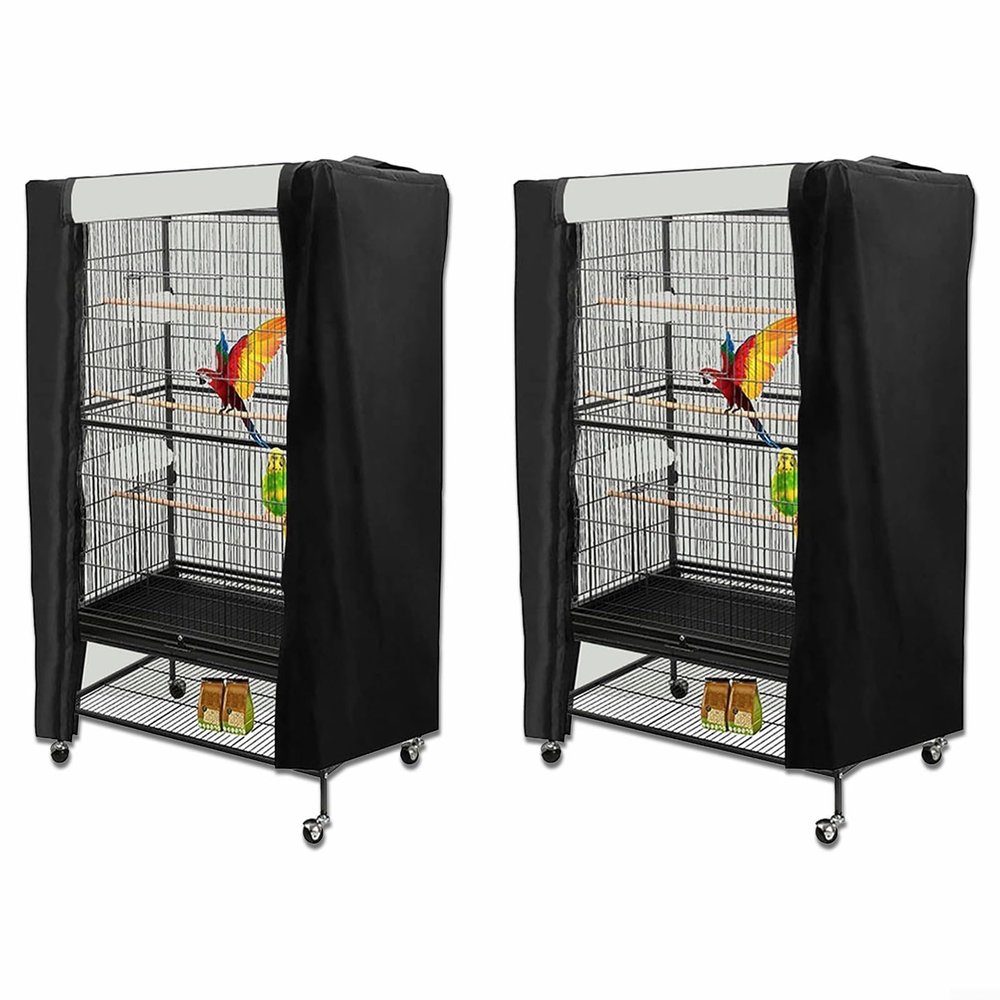 Breathable Nylon Bird Cage Sunshade, Black, Size L