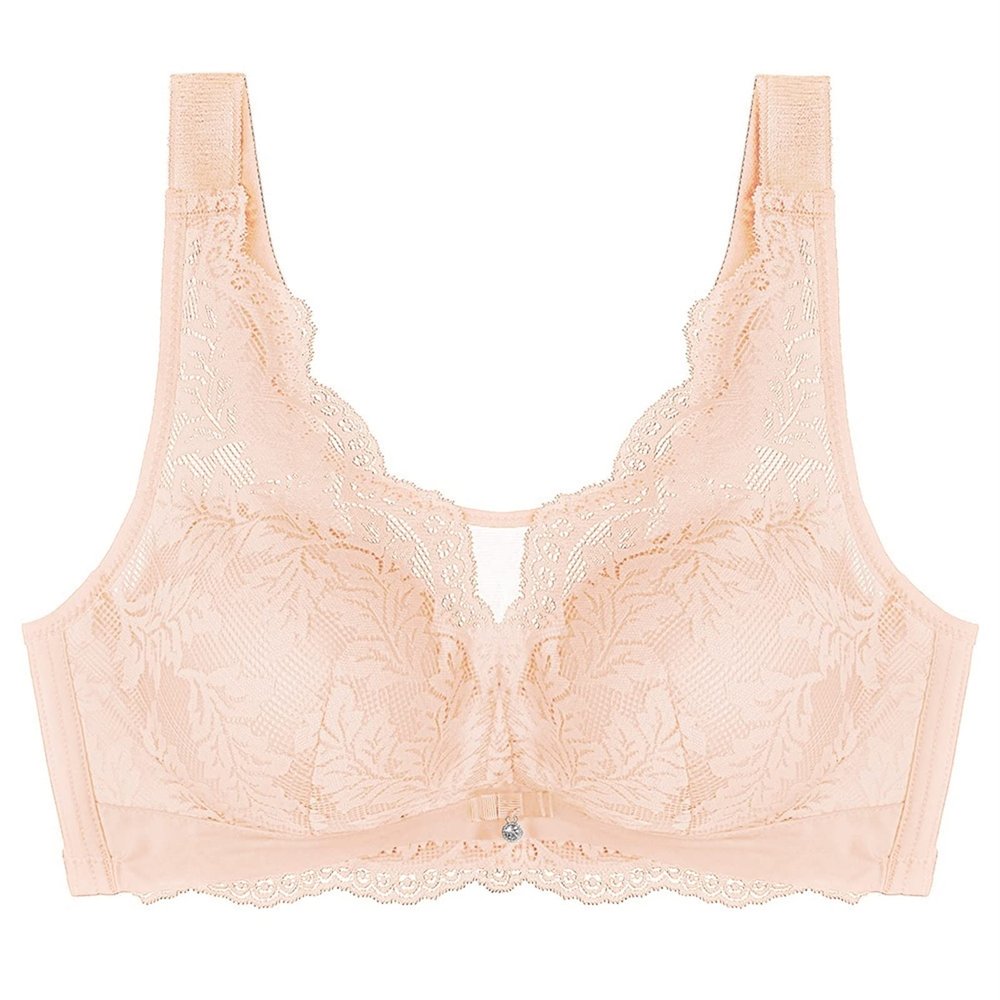 Deep V Bras for Women, Sexy Lace Lingerie Crop Tops, Wireless Push-Up Plus Size