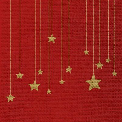 PPD 15 Christmas Star Garland Napkins on Red, 33 x 33 cm