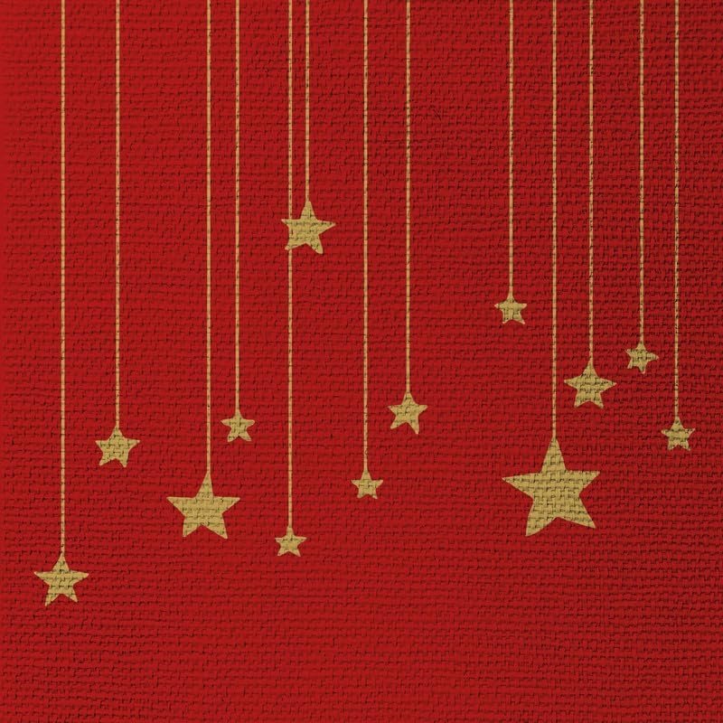 PPD 15 Christmas Star Garland Napkins on Red, 33 x 33 cm
