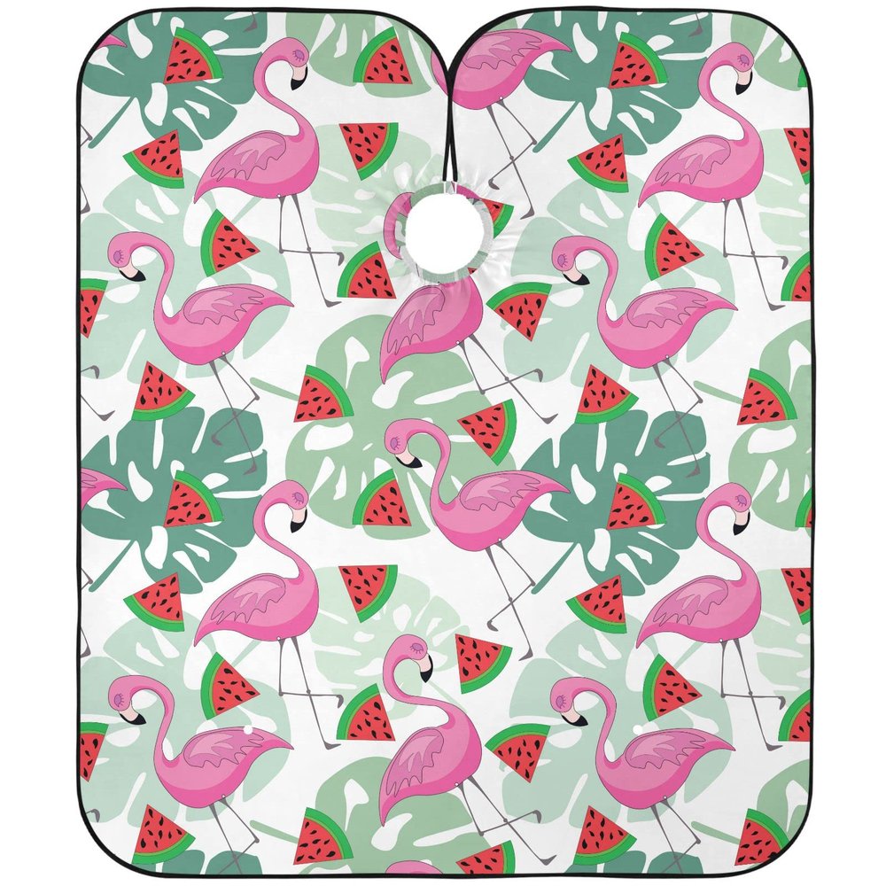 Hairdressing Cape, Colorful Flamingo Watermelon Palm Design, Waterproof, for Adults and Children, 140 x 168 cm