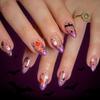 Halloween Press-On Nails, Medium Glittery Purple French Tip with Ghost Design, 24-Piece Set view 1
