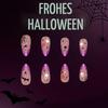 Halloween Press-On Nails, Medium Glittery Purple French Tip with Ghost Design, 24-Piece Set view 3