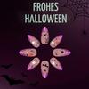 Halloween Press-On Nails, Medium Glittery Purple French Tip with Ghost Design, 24-Piece Set view 4