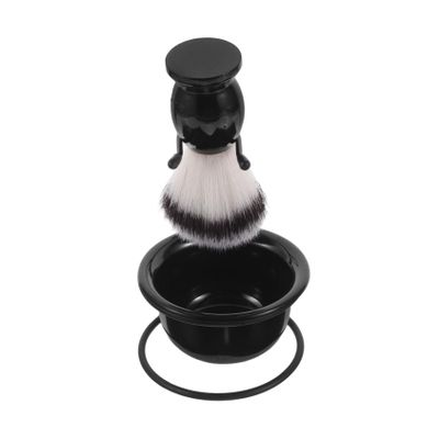 OFFIGAM Men's Shaving Brush Set, 3-Piece Kit with Nylon Bristles and Durable Holder for Efficient Lathering, Wet Shaving at Home or While Traveling