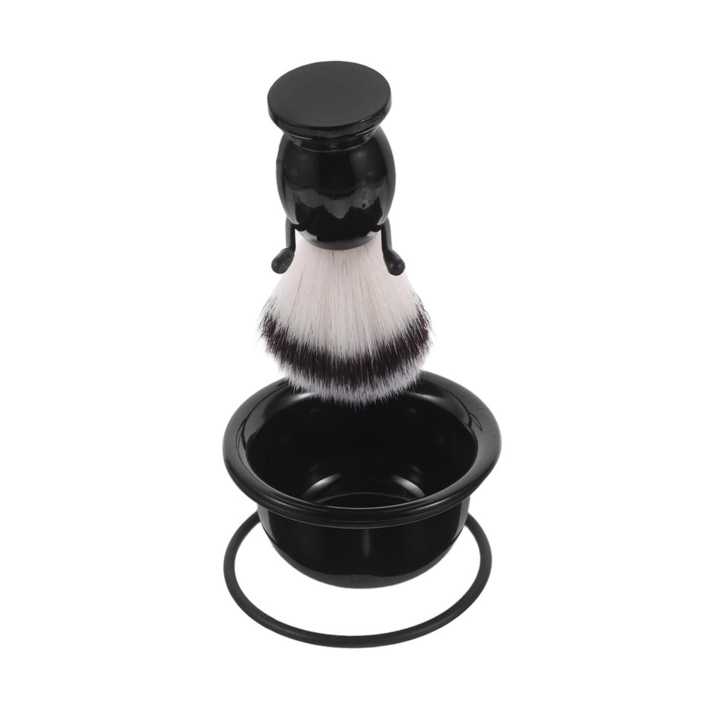 OFFIGAM Men's Shaving Brush Set, 3-Piece Kit with Nylon Bristles and Durable Holder for Efficient Lathering, Wet Shaving at Home or While Traveling