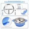 Baby Suction-Cup Plate Set with Stainless Steel Divided Plate, Bowl, Spoon and Fork view 4