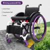 LOERSS Lightweight Folding Sport Wheelchair for Adults, All-Terrain Aluminum Wheelchair with Hand Brakes and Quick-Release Rear Wheels, Easy to Assemble (40 cm/15.7 in, Purple) view 4