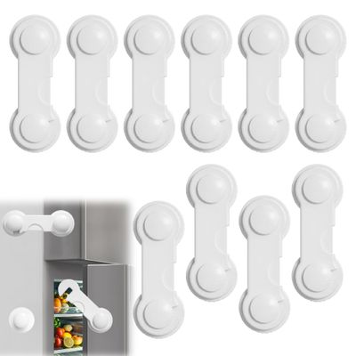 Oruiiju 10-Pack Child Safety Locks with Strong Adhesive, No Drilling, for Windows, Refrigerators, Cabinets, Drawers, Washing Machines, and More